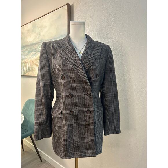 Vintage Embassy Row Petites Pure Wool Plaid Blazer Women’s 6P Double Breasted - Picture 4 of 8